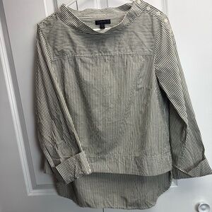 J. Crew Funnelneck Striped Shirt Green and White striped size 8